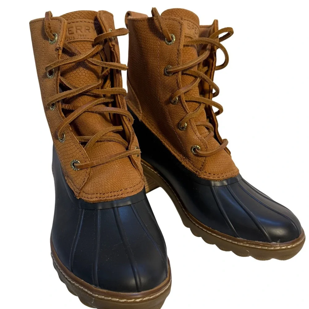 Sperry Top Sider‎ Women's Boots Duck Boots Tan Leather Black Rubber Size 6.5